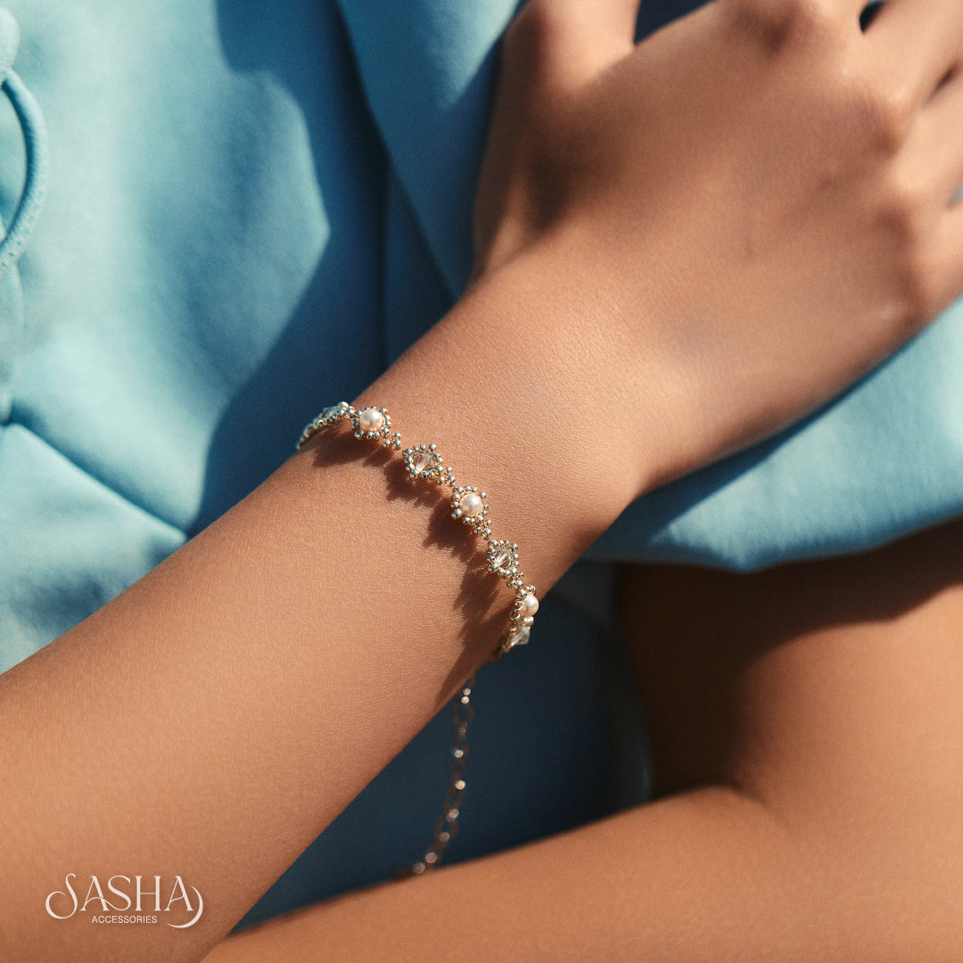 薄荷綠施華洛珍珠手鏈