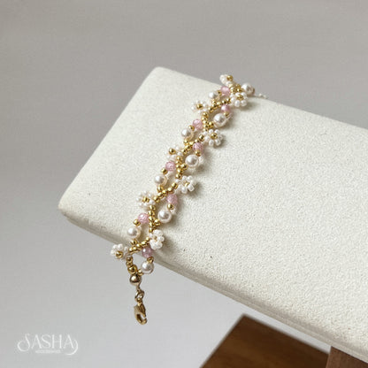 粉紅日系花花手鏈