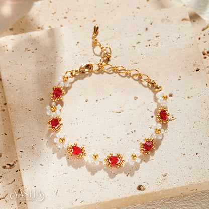 紅色夢中花園 花花手鏈