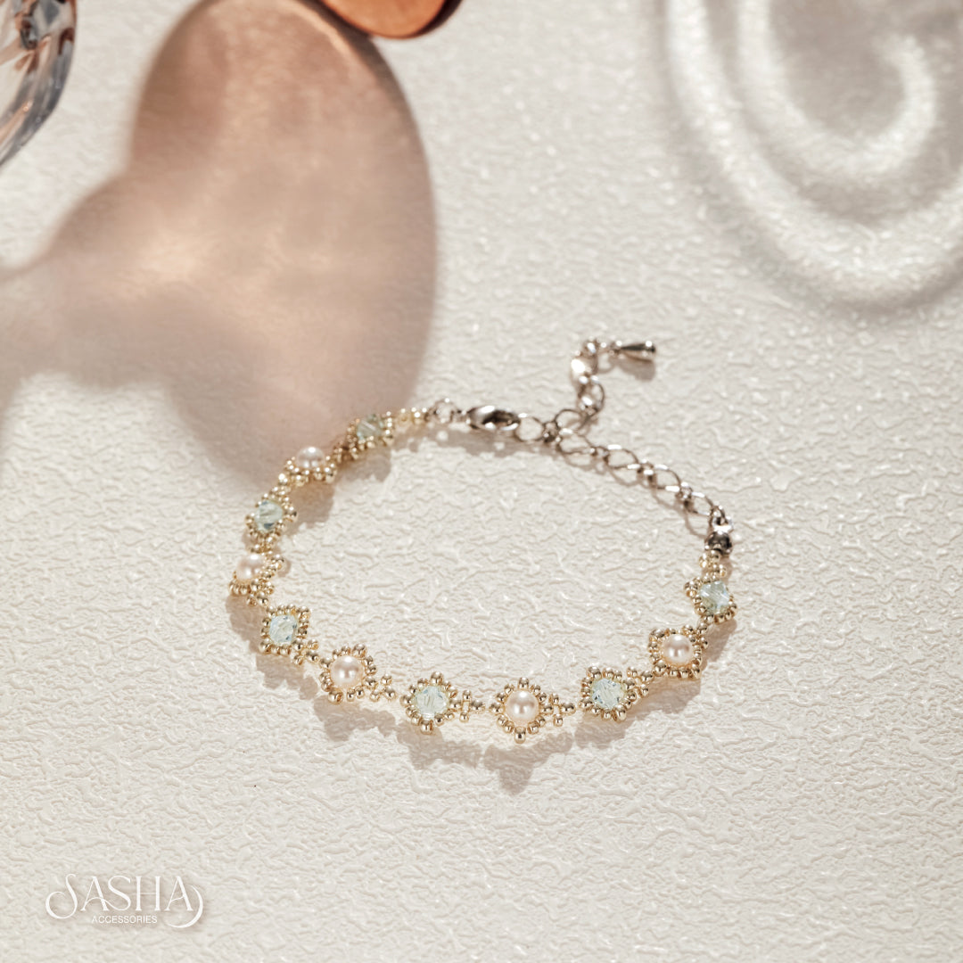 薄荷綠施華洛珍珠手鏈