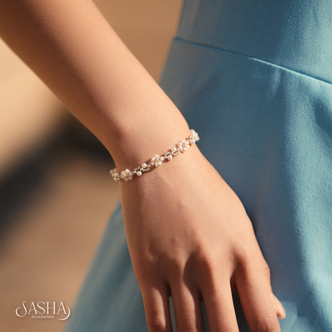 淡粉紅 花花手鏈