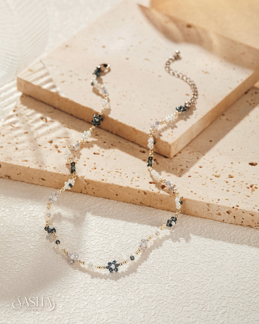 冬日藍 花花項鏈