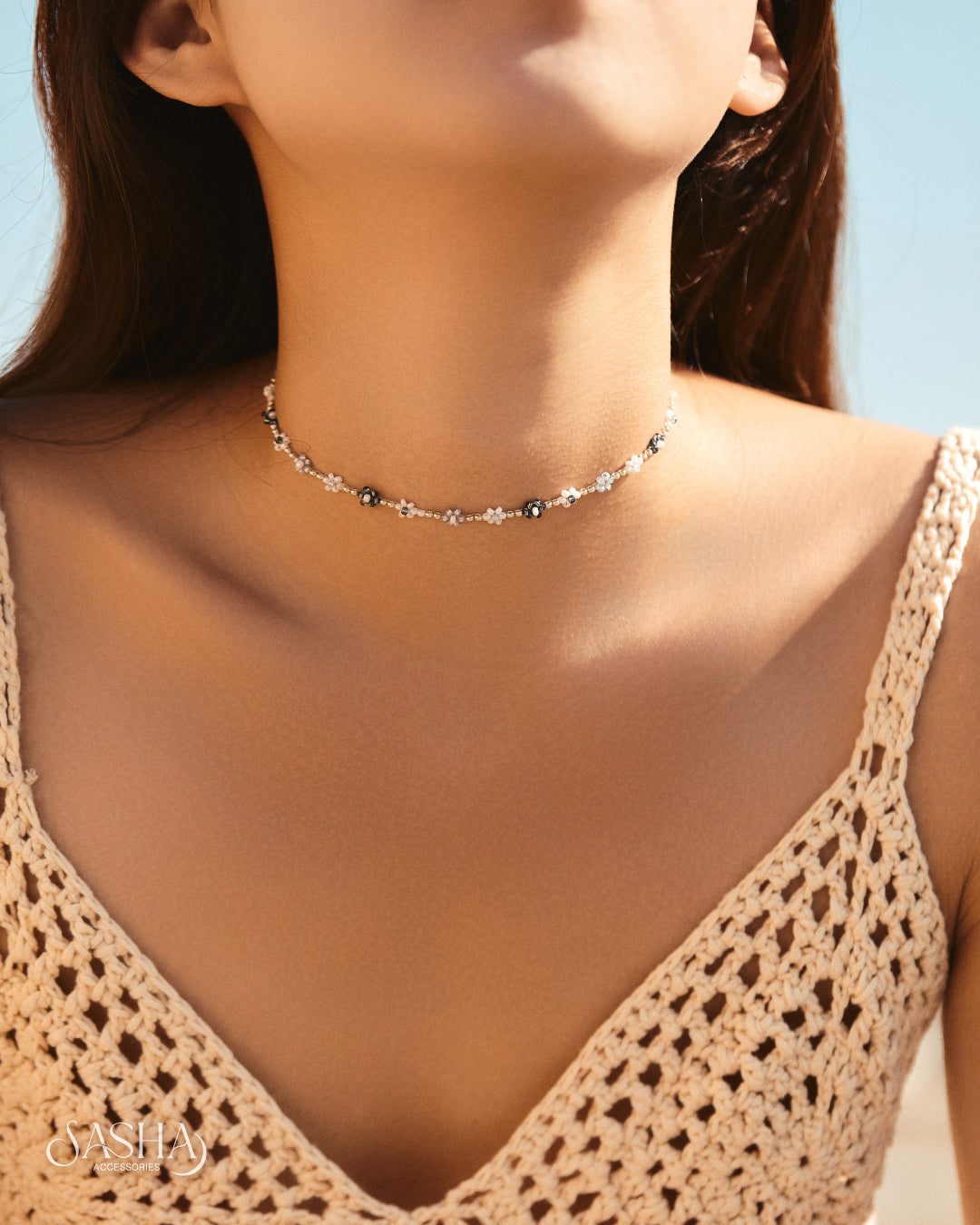 冬日藍 花花項鏈